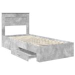 vidaXL Rám postele Betónová šedá 100 x 200 cm Kompozitné drevo – Obrázok 5