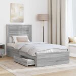 vidaXL Rám postele so zásuvkou s čelnou doskou Kompozitné drevo – Obrázok 3