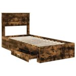 vidaXL Rám postele so zásuvkou Dymová dub 90 x 190 cm Kompozitné drevo – Obrázok 5