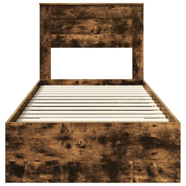 vidaXL Rám postele so zásuvkou Dymová dub 90 x 190 cm Kompozitné drevo – Obrázok 7