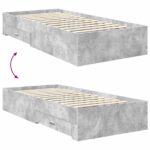 vidaXL Rám postele Betónová šedá 90 x 200 cm Kompozitné drevo – Obrázok 12