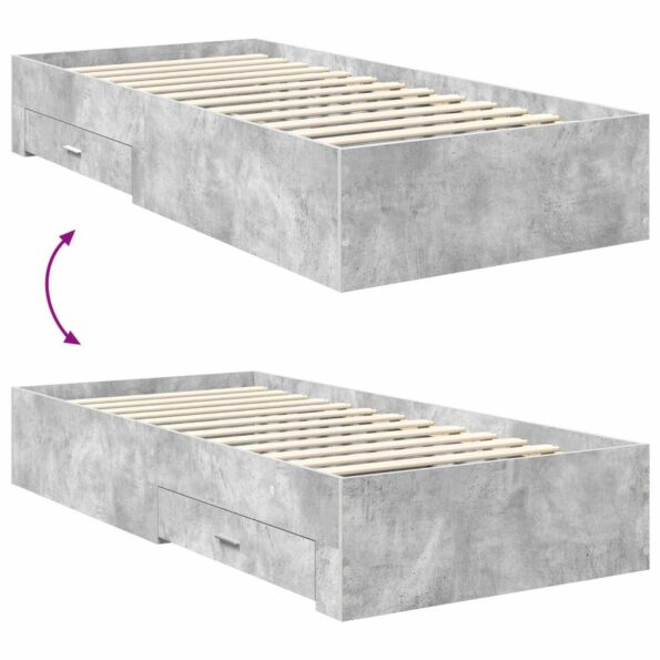 vidaXL Rám postele Betónová šedá 90 x 200 cm Kompozitné drevo – Obrázok 12