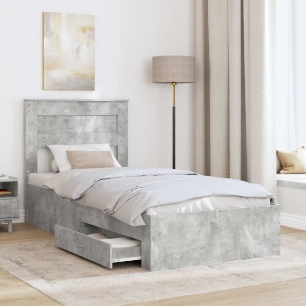 vidaXL Rám postele Betónová šedá 90 x 200 cm Kompozitné drevo – Obrázok 3