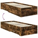 vidaXL Rám postele Dymový dub a striebro 75 x 190 cm Kompozitné drevo – Obrázok 12