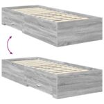 vidaXL Rám postele Sivý Sonoma a striebro 75 x 190 cm Kompozitné drevo – Obrázok 12