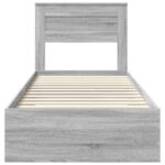 vidaXL Rám postele Sivý Sonoma a striebro 75 x 190 cm Kompozitné drevo – Obrázok 7