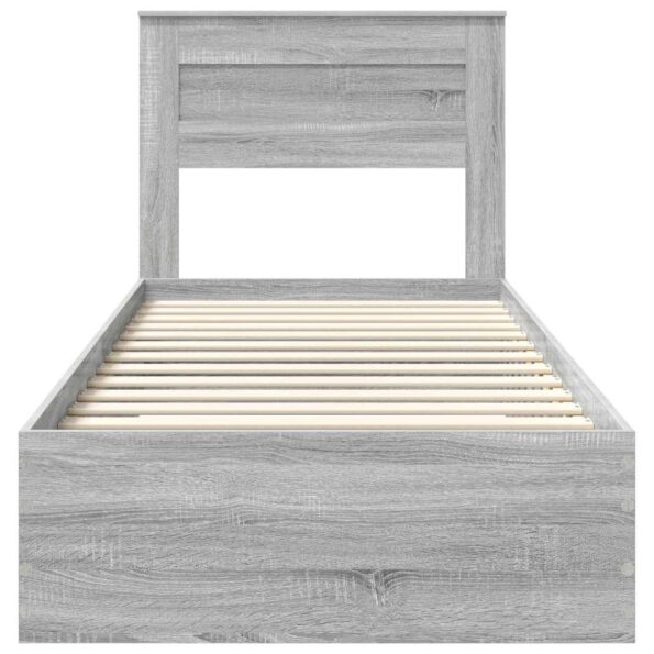 vidaXL Rám postele Sivý Sonoma a striebro 75 x 190 cm Kompozitné drevo – Obrázok 7
