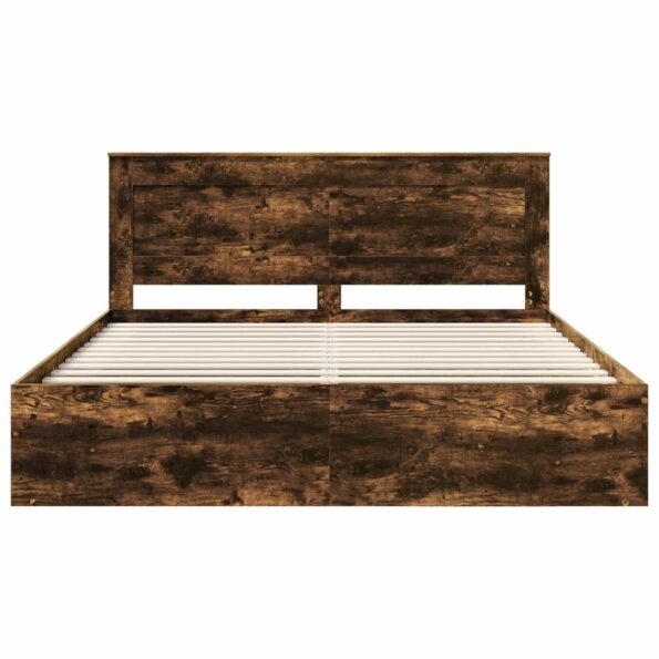 vidaXL Rám postele Dymová dub 200 x 200 cm Masívne borovicové drevo – Obrázok 7