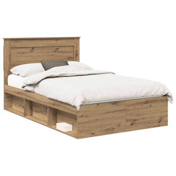 vidaXL Rám postele s čelnou doskou Remeselnícky dub 120 x 190 cm – Obrázok 2