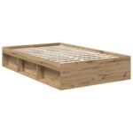 vidaXL Rám postele s čelnou doskou Remeselnícky dub 120 x 190 cm – Obrázok 5