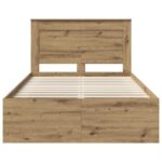 vidaXL Rám postele s čelnou doskou Remeselnícky dub 120 x 200 cm – Obrázok 7