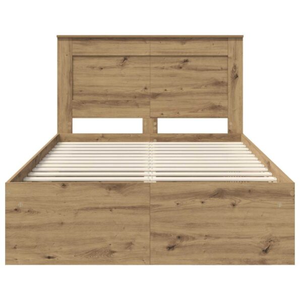 vidaXL Rám postele s čelnou doskou Remeselnícky dub 120 x 200 cm – Obrázok 7