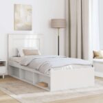 vidaXL Rám postele Biela 100 x 200 cm Masívne borovicové drevo – Obrázok 3