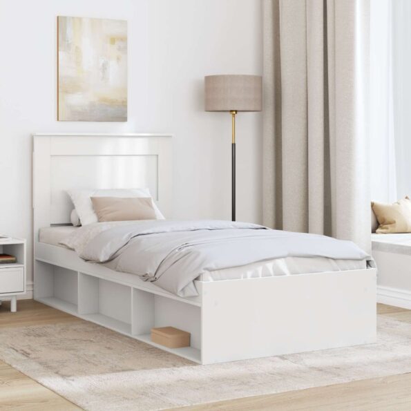 vidaXL Rám postele Biela 100 x 200 cm Masívne borovicové drevo – Obrázok 3