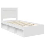 vidaXL Rám postele Biela 100 x 200 cm Masívne borovicové drevo – Obrázok 4