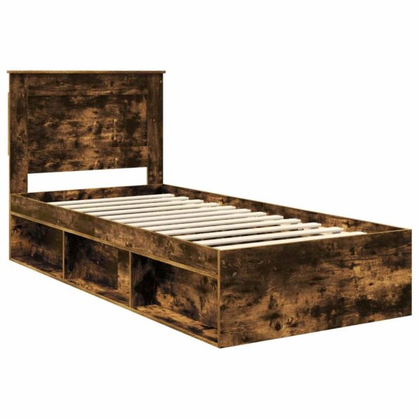 vidaXL Rám postele Dymová dub 100 x 200 cm Masívne borovicové drevo – Obrázok 4