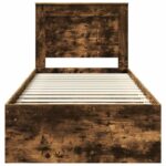 vidaXL Rám postele Dymová dub 100 x 200 cm Masívne borovicové drevo – Obrázok 7