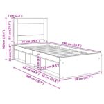 vidaXL Rám postele Biela 75 x 190 cm Masívne borovicové drevo – Obrázok 13