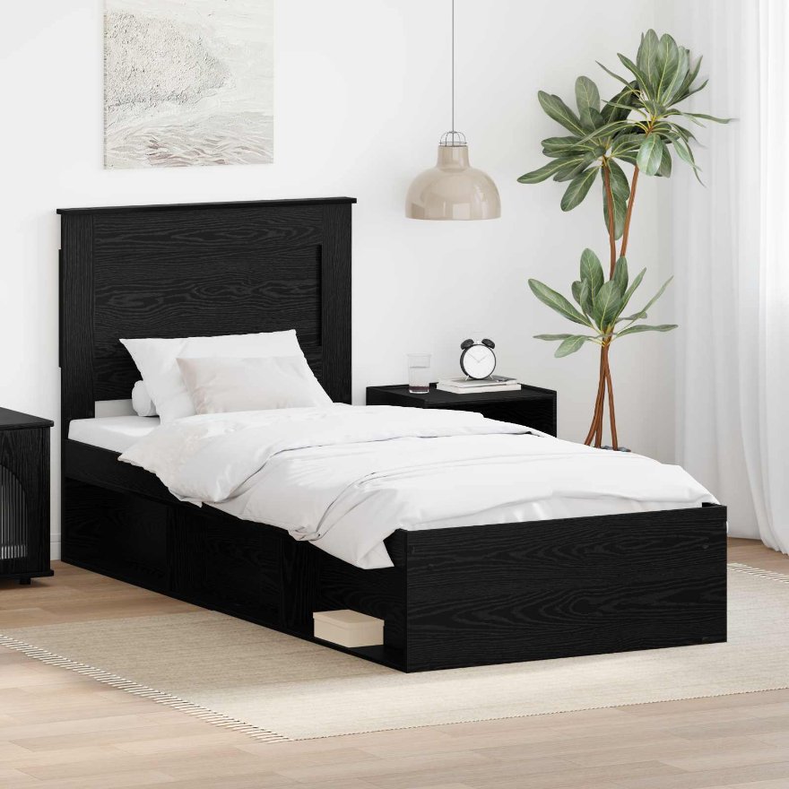 3410145_1.jpg vidaXL Rám postele Čierna 75 x 190 cm Masívne borovicové drevo – Obrázok 1