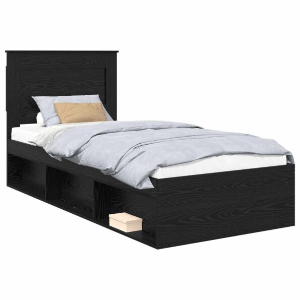 vidaXL Rám postele Čierna 75 x 190 cm Masívne borovicové drevo – Obrázok 2