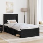 vidaXL Rám postele Čierna 75 x 190 cm Masívne borovicové drevo – Obrázok 3