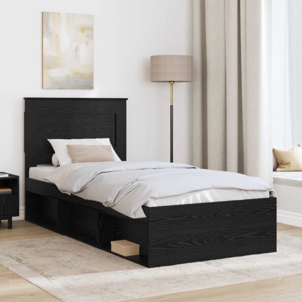 vidaXL Rám postele Čierna 75 x 190 cm Masívne borovicové drevo – Obrázok 3