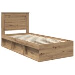 vidaXL Rám postele s čelnou doskou Remeselnícky dub 75 x 190 cm – Obrázok 4