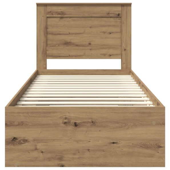 vidaXL Rám postele s čelnou doskou Remeselnícky dub 75 x 190 cm – Obrázok 7