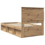 vidaXL Rám postele s čelnou doskou Remeselnícky dub 75 x 190 cm – Obrázok 9