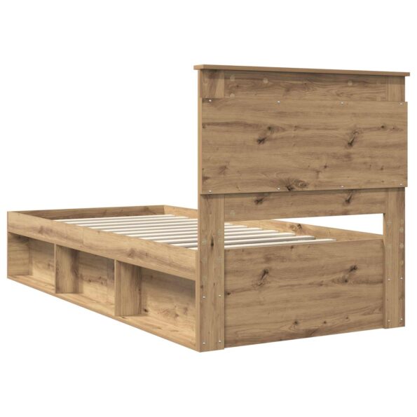 vidaXL Rám postele s čelnou doskou Remeselnícky dub 75 x 190 cm – Obrázok 9