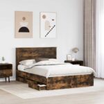 vidaXL Rám postele Dymová dub 160 x 200 cm Inžinierske drevo – Obrázok 3
