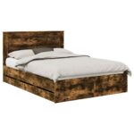 vidaXL Rám postele Dymová dub 150 x 200 cm Inžinierske drevo – Obrázok 2