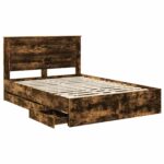 vidaXL Rám postele Dymová dub 140 x 190 cm Inžinierske drevo – Obrázok 5