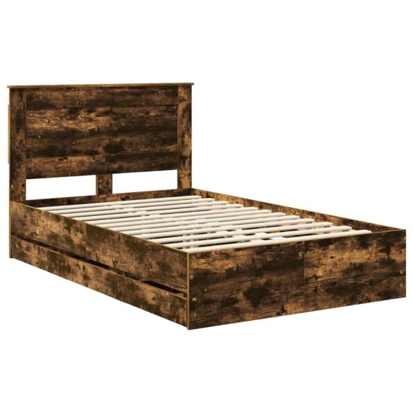 vidaXL Rám postele Dymová dub 120 x 200 cm Inžinierske drevo – Obrázok 4