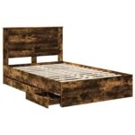 vidaXL Rám postele Dymová dub 120 x 200 cm Inžinierske drevo – Obrázok 5