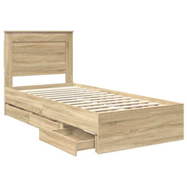 vidaXL Rám postele Sonoma dub 100 x 200 cm Inžinierske drevo – Obrázok 5