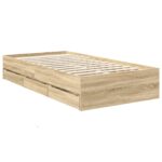 vidaXL Rám postele Sonoma dub 100 x 200 cm Inžinierske drevo – Obrázok 6