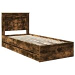 vidaXL Rám postele Dymová dub 100 x 200 cm Inžinierske drevo – Obrázok 4