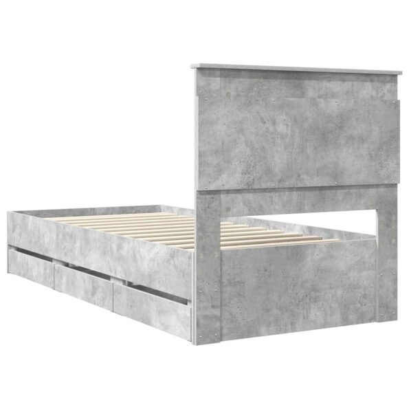 vidaXL Rám postele Betónová šedá 90 x 190 cm Inžinierske drevo – Obrázok 10