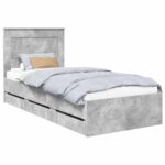 vidaXL Rám postele Betónová šedá 90 x 190 cm Inžinierske drevo – Obrázok 2