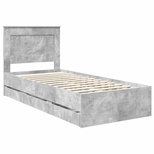 vidaXL Rám postele Betónová šedá 90 x 190 cm Inžinierske drevo – Obrázok 4
