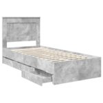 vidaXL Rám postele Betónová šedá 90 x 190 cm Inžinierske drevo – Obrázok 5