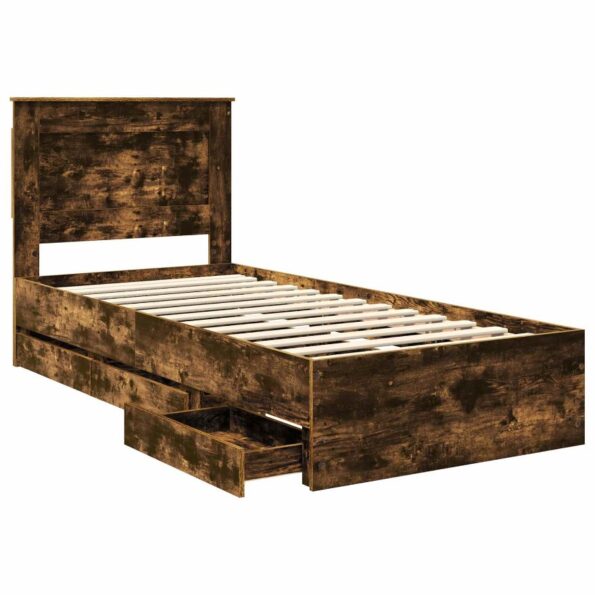 vidaXL Rám postele Dymová dub 90 x 190 cm Inžinierske drevo – Obrázok 5