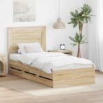 vidaXL Rám postele Sonoma dub 75 x 190 cm Inžinierske drevo
