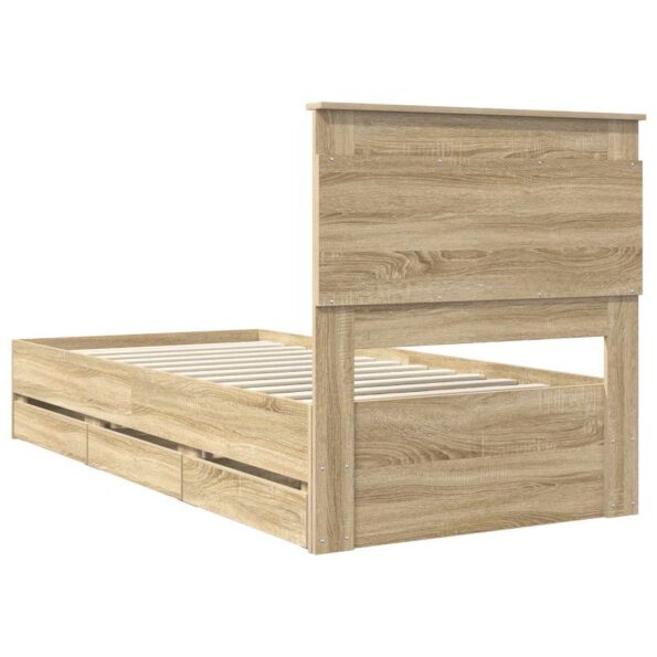 vidaXL Rám postele Sonoma dub 75 x 190 cm Inžinierske drevo – Obrázok 10