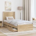 vidaXL Rám postele Sonoma dub 75 x 190 cm Inžinierske drevo – Obrázok 3