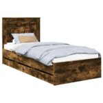 vidaXL Rám postele Dymová dub 75 x 190 cm Inžinierske drevo – Obrázok 2