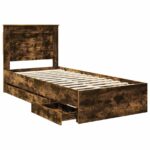 vidaXL Rám postele Dymová dub 75 x 190 cm Inžinierske drevo – Obrázok 5