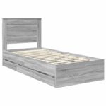 vidaXL Rám postele Sivý Sonoma 75 x 190 cm Inžinierske drevo – Obrázok 4