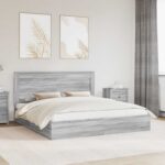 vidaXL Úložná posteľ Sivý Sonoma 200 x 200 cm Kompozitné drevo